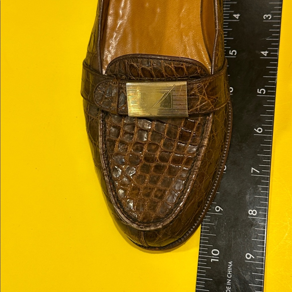 Polo Ralph Lauren Dark Brown Crocodile Pattern Loafers - Picture 15 of 16